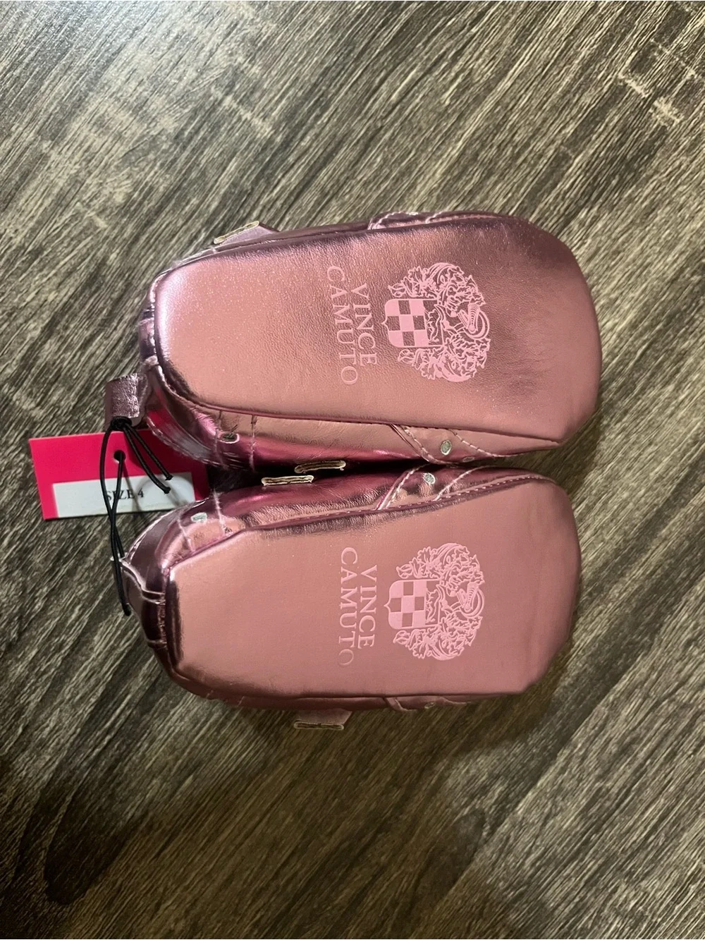 Vince Camuto Baby Metallic Pink Booties with Jewel Accents
